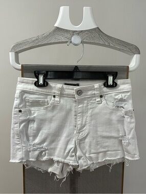 Abercrombie & Fitch White Distressed Denim Cutoff Shorts